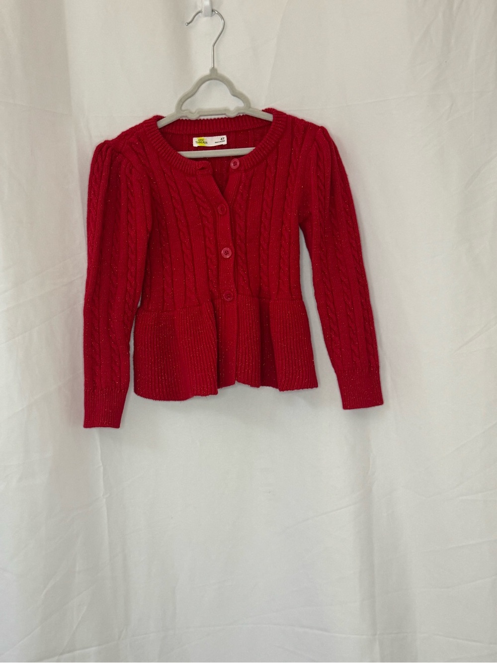 Epic Threads Red Cable Knit Peplum Button Cardigan